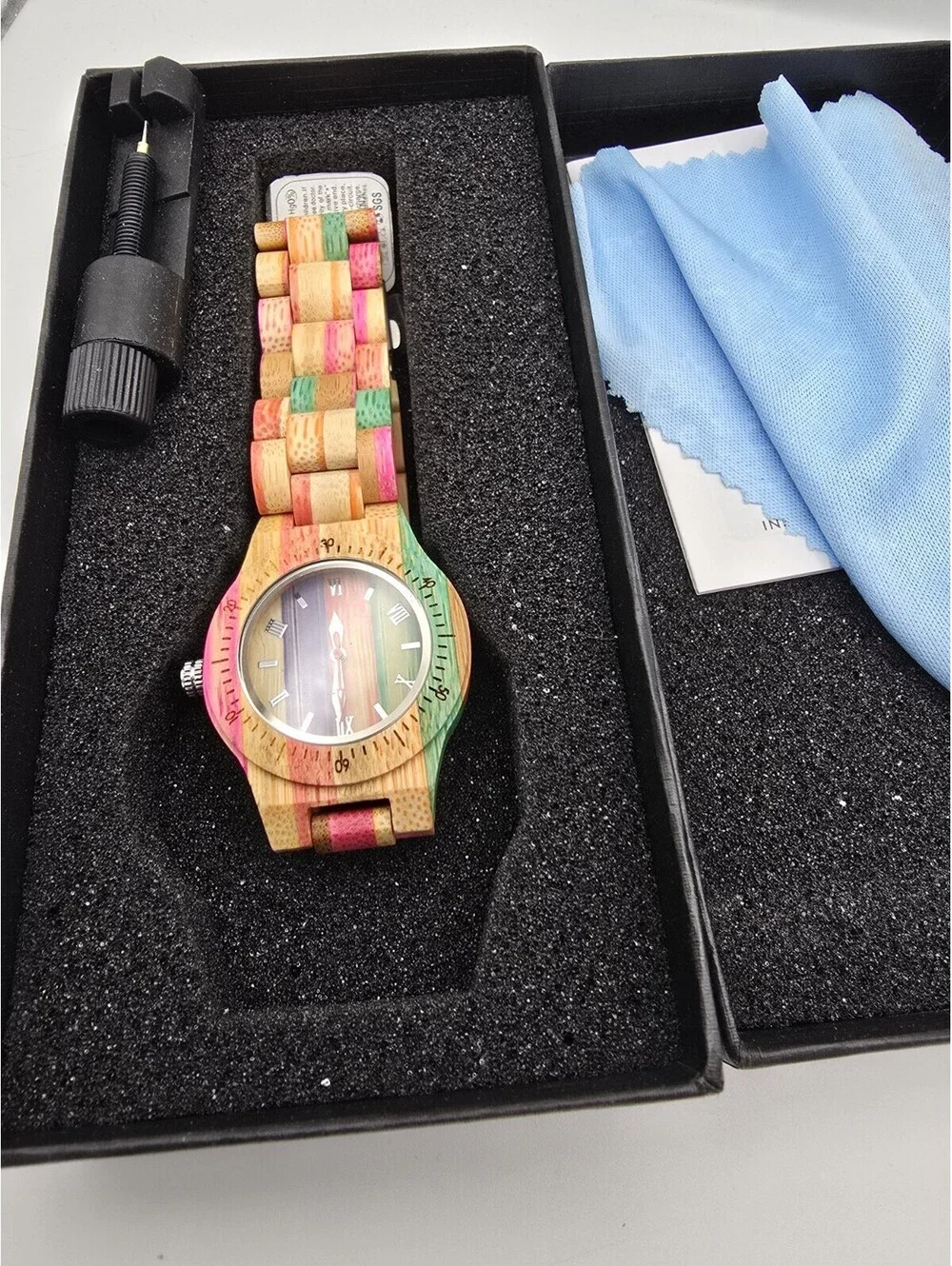 Womens Wooden Watch with All Wood Strap Analog Classic Design Colorful Q1058